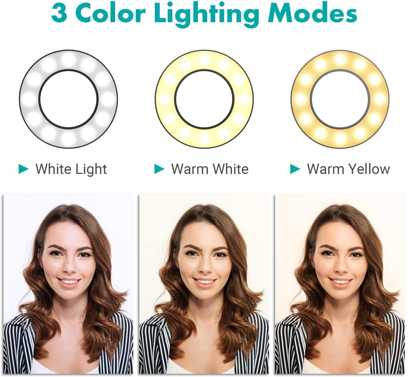 3 in 1 Selfi Ring Light Stand with Cell Phone Holder and Third Flexible Arm