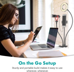 3 in 1 Selfi Ring Light Stand with Cell Phone Holder and Third Flexible Arm